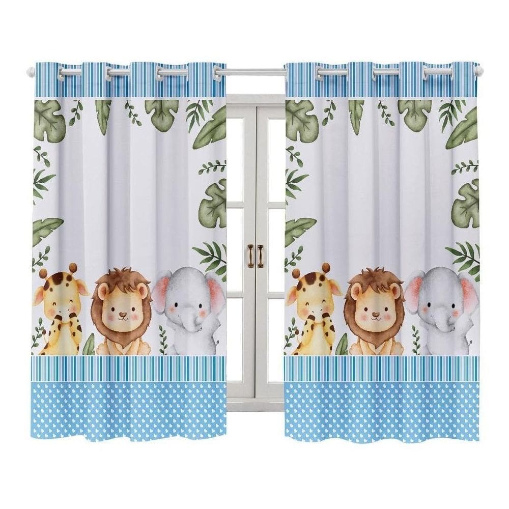 Cortina Estampada Quarto Infantil Safari 200X150