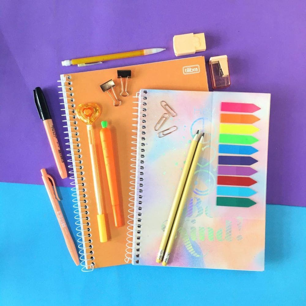 Kit Papelaria Tons De Laranja