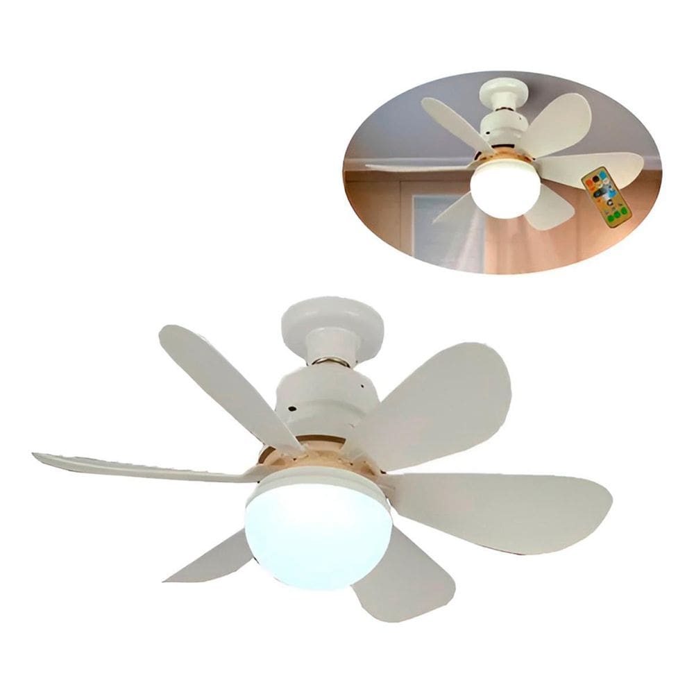 Ventilador De Teto Luz Led Silencioso 40W E27 6 Pás