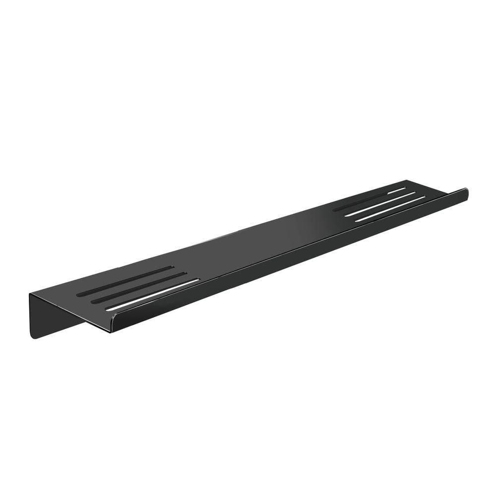 Prateleira Suporte Duplo Para Banheiro Preto Fosco Grega Aço Inox 40cm