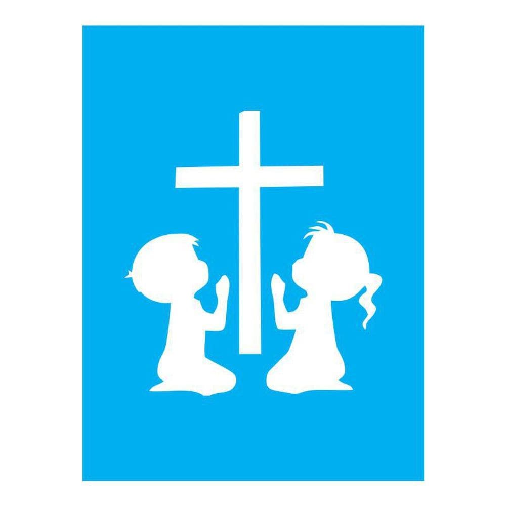 Stencil Tamako Crianças Reza Cruz - 15X20Cm - Ref A2045