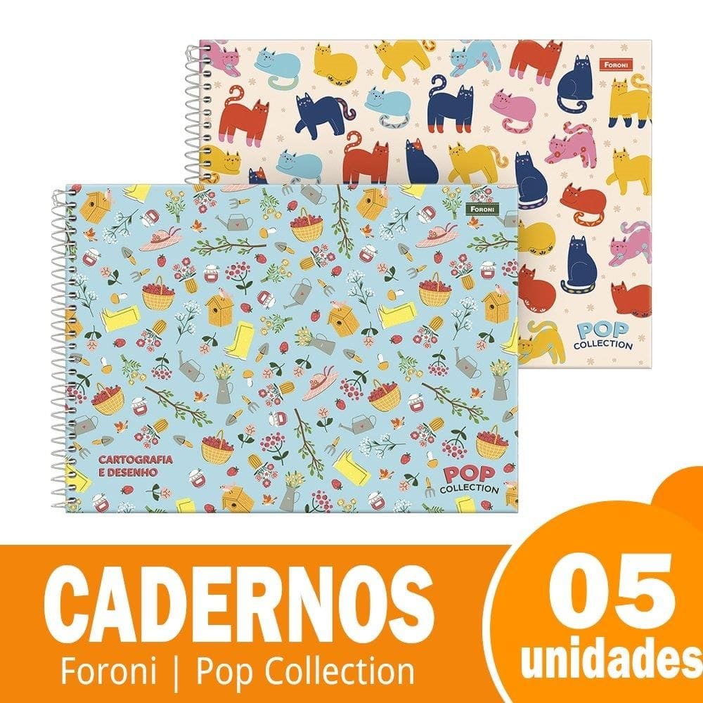 Caderno Cartografia Capa Dura Foroni Pop Collection 5X96fls