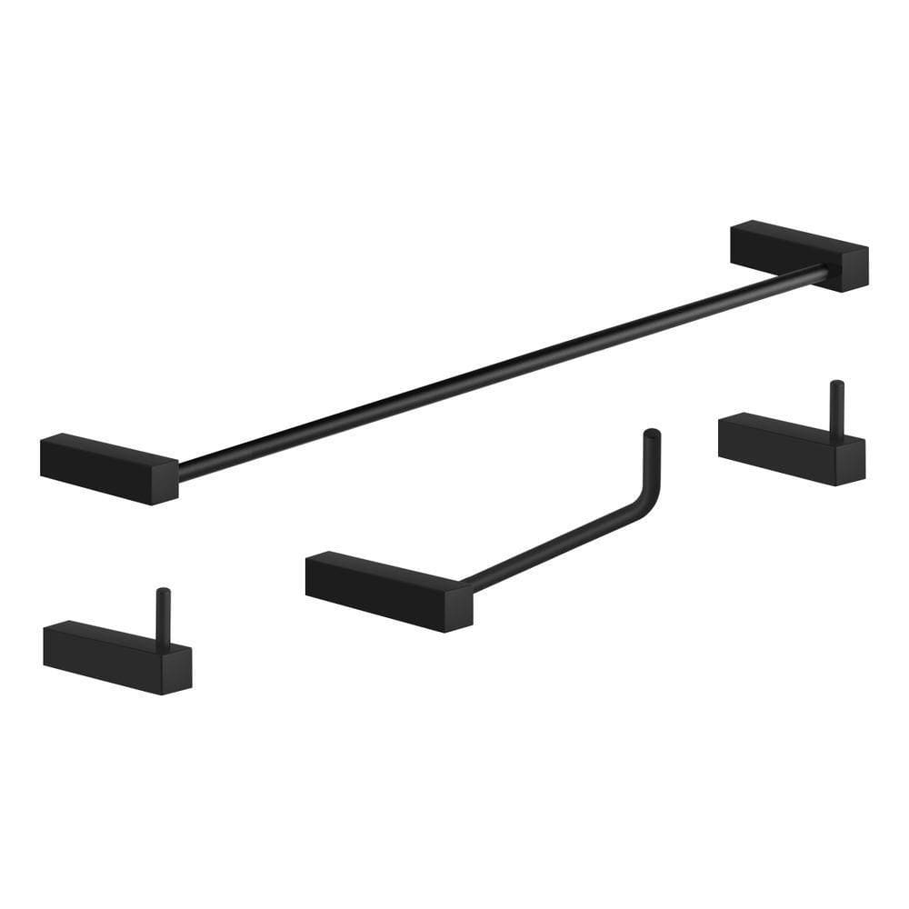 Kit De Acessórios Para Banheiro Preto Fosco 4 Peças Grego Metal 2050tr