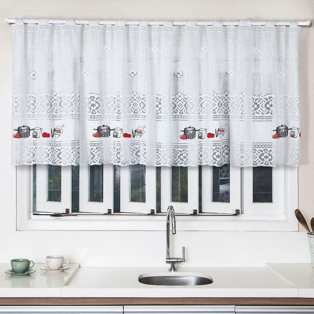 Cortina Vitro Renda Panela De Pressão 2,00Larg X0,80Alt