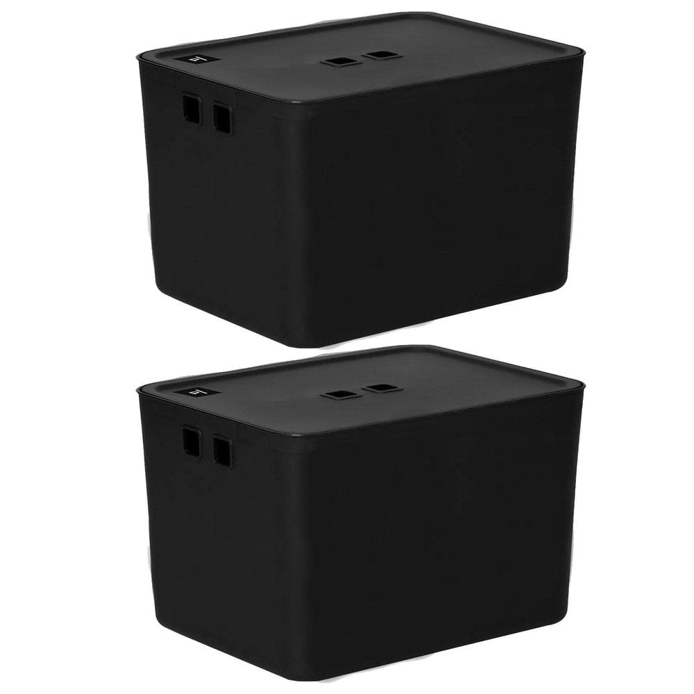 Kit 2 Caixa Organizadora 27,5 Litros Com Tampa Preto