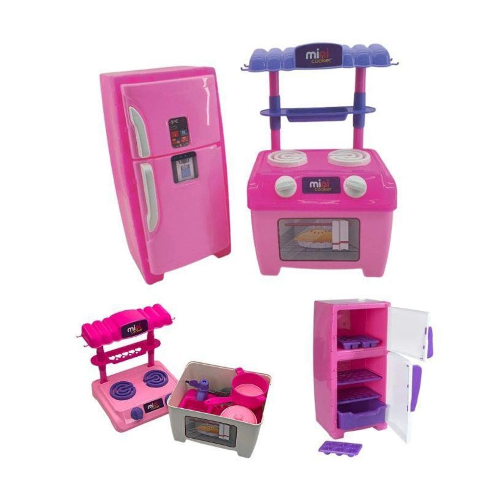 Geladeira E Fogão Porta Abre Brinquedo Cozinha Infantil