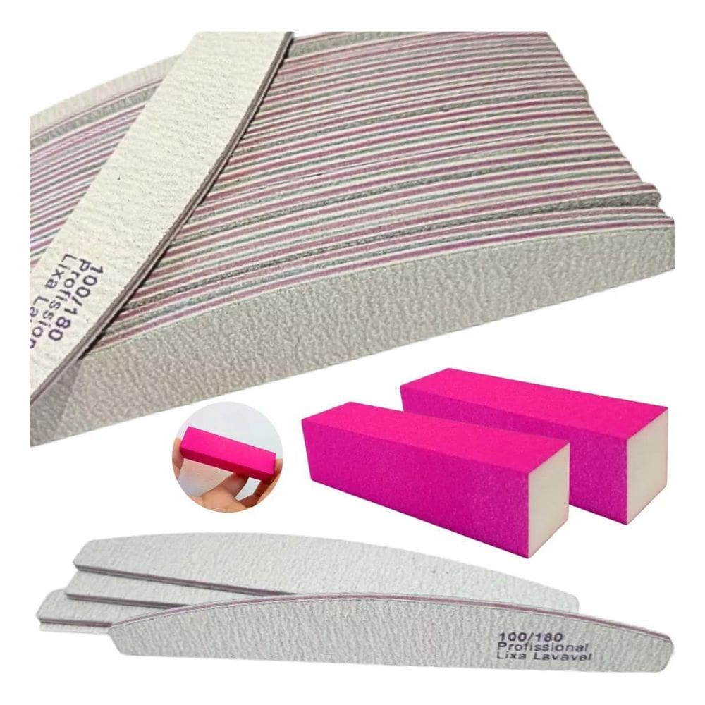 Kit Super 2 Blocos Polidora + 20 Lixas Profissionais 100/180