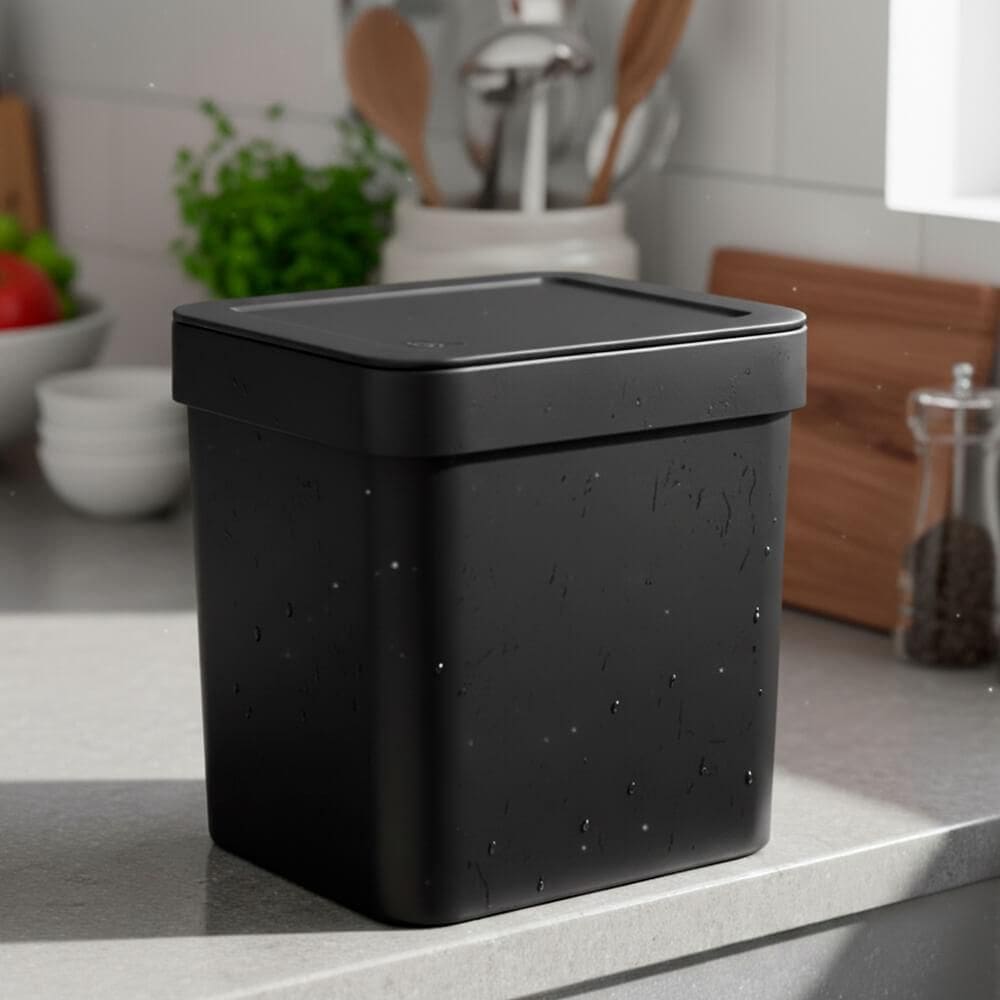 Jogo Lixeiras Cozinha E Banheiro 2,5L 2 Peças Trium Preta Ou