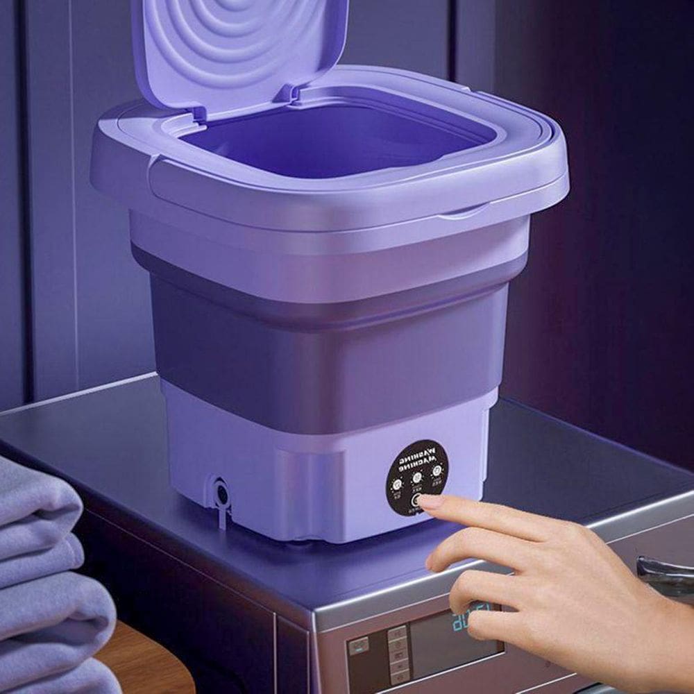 Mini Máquina De Lavar Dobrável Portátil 6,5L Lilás Camping