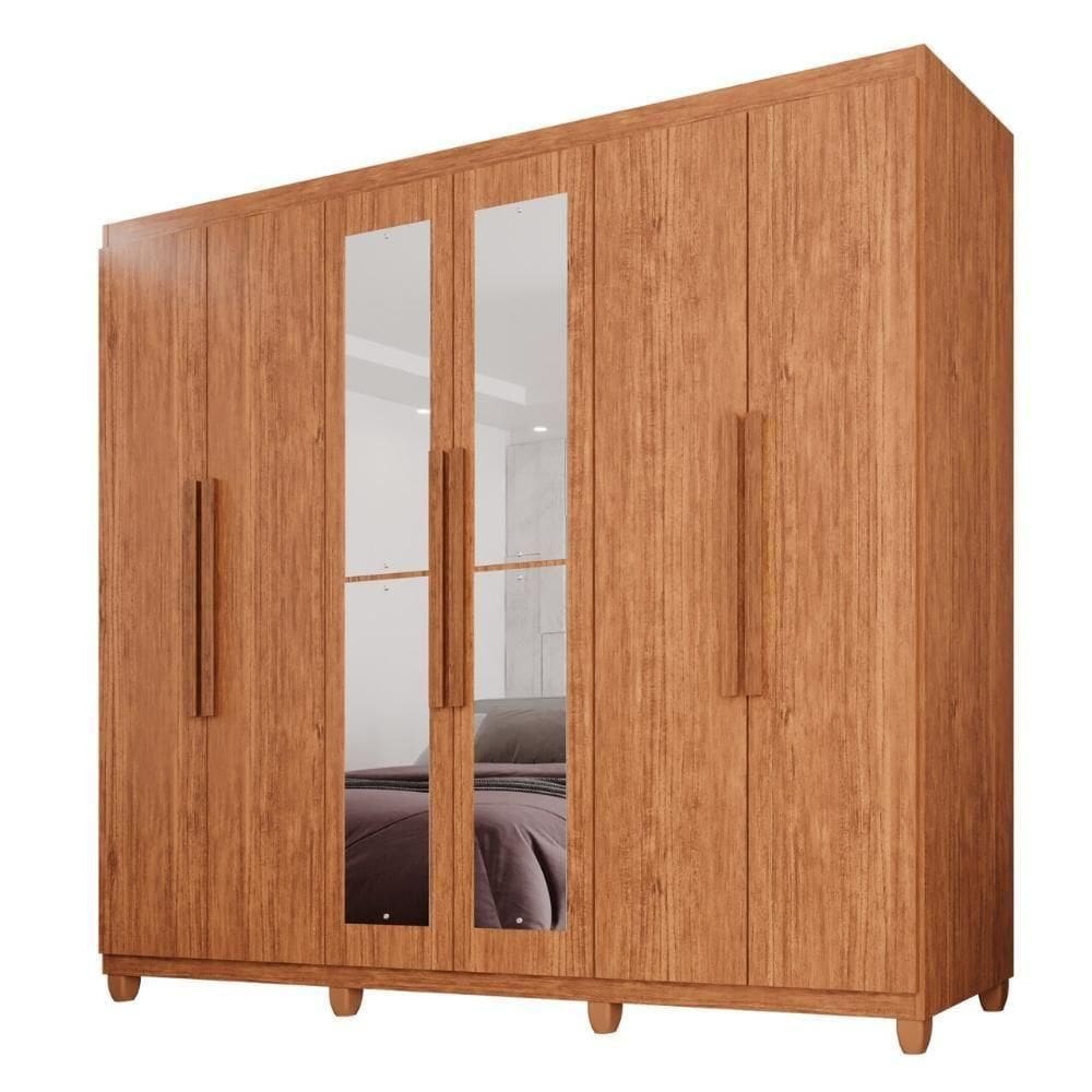 Guarda-roupa Casal 100% Mdf 6 Portas E 4 Gavetas Espanha Com Espelho