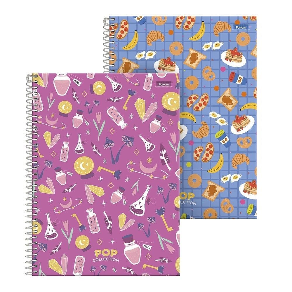 Caderno Espiral Universitario Capa Dura 20M Foroni Pop Collection 2X400fls
