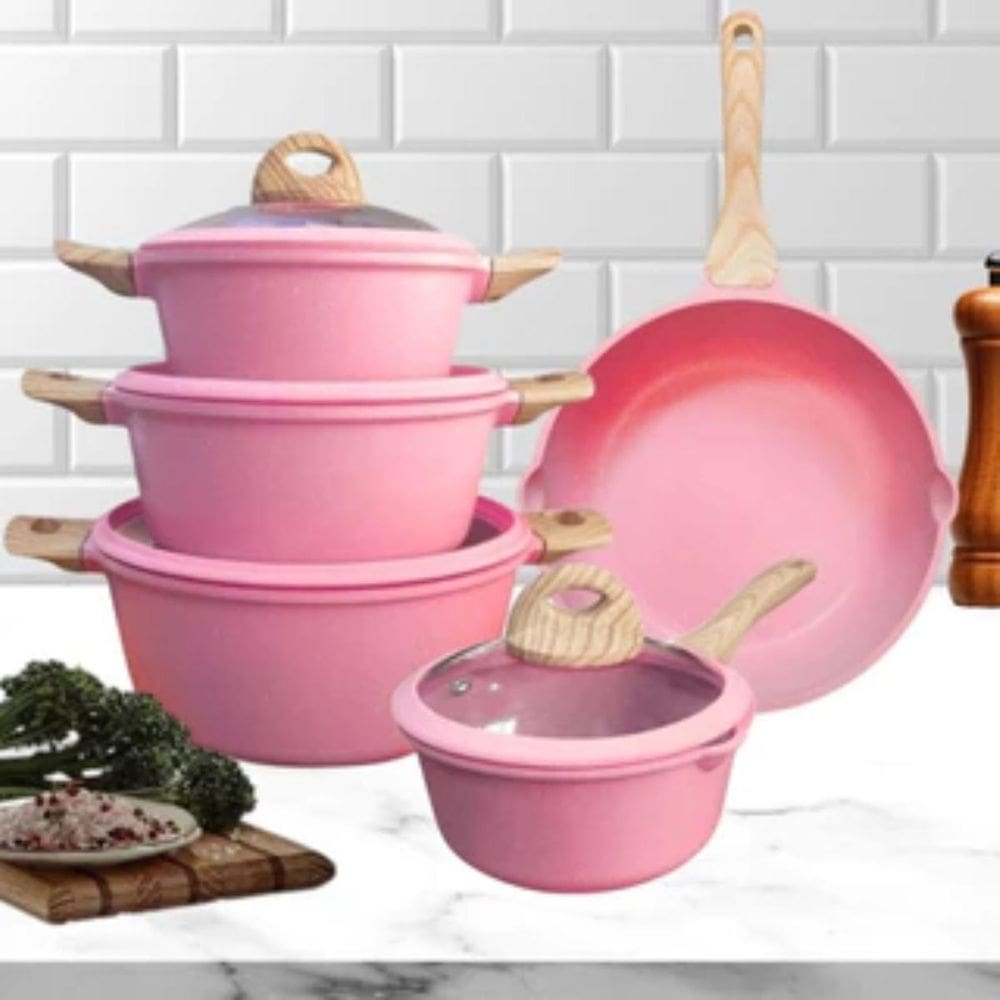 Conjunto Panelas Alta Qualidade Cor Rosa Presente Ideal Mãe