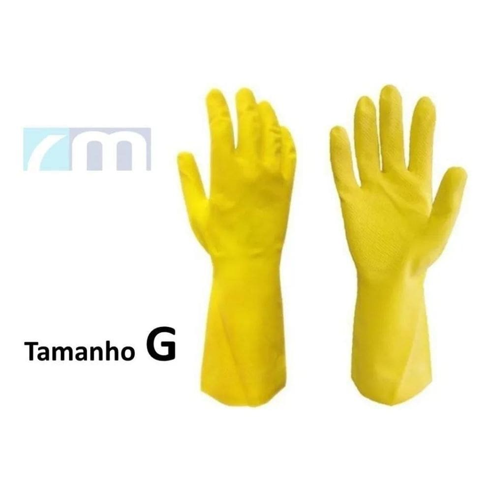 2X 12 Pares Luva Latex Multiuso Reforçada Limpeza Amarela P