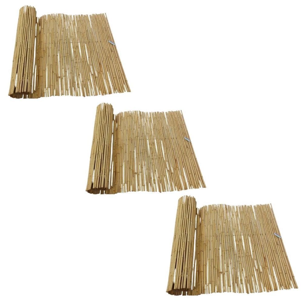 Kit 3 Esteiras Bambu Natural 0,80Mt X 5Mt Cortina Decoração