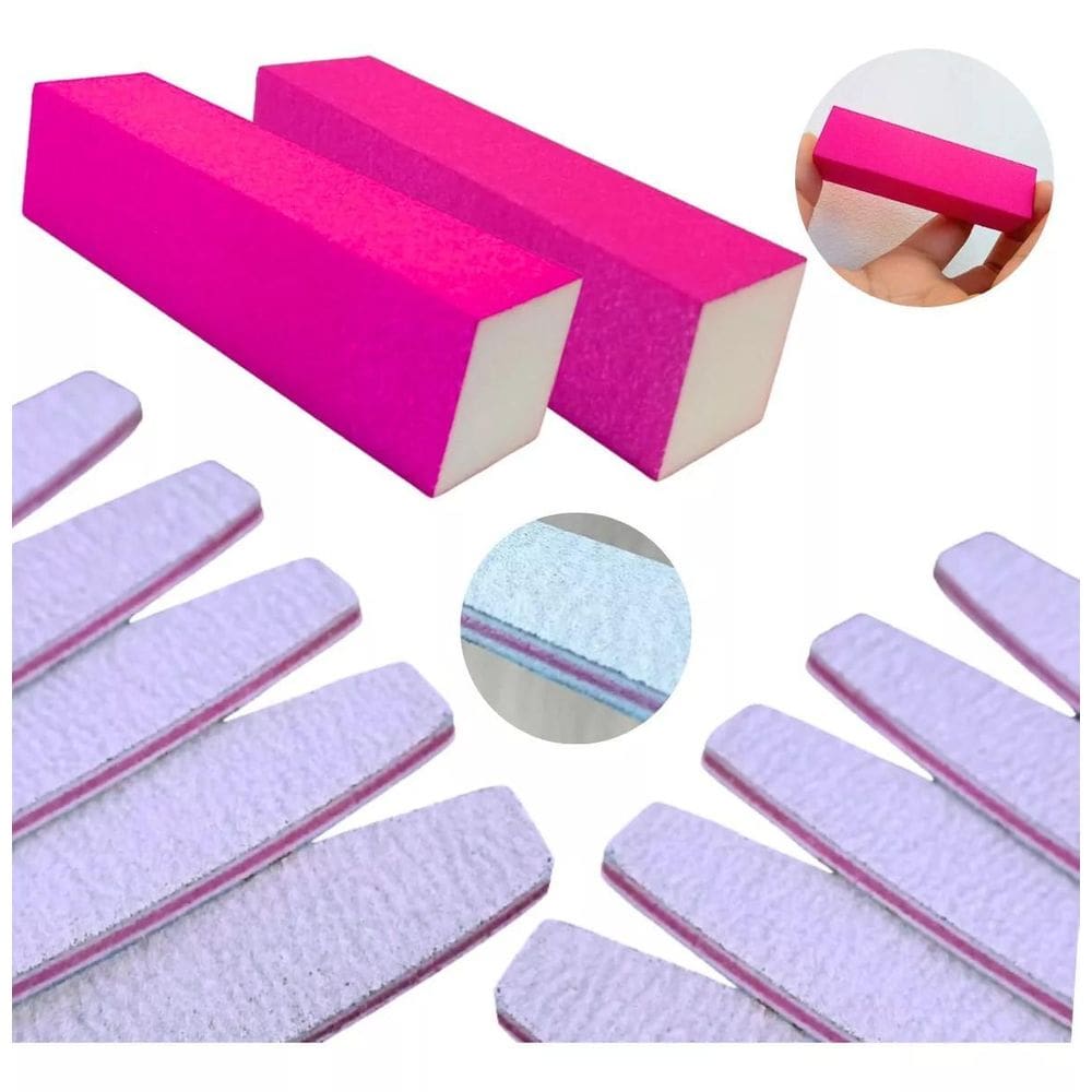 Kit Super Manicure 5 Lixas 100/180 + 2 Bloco