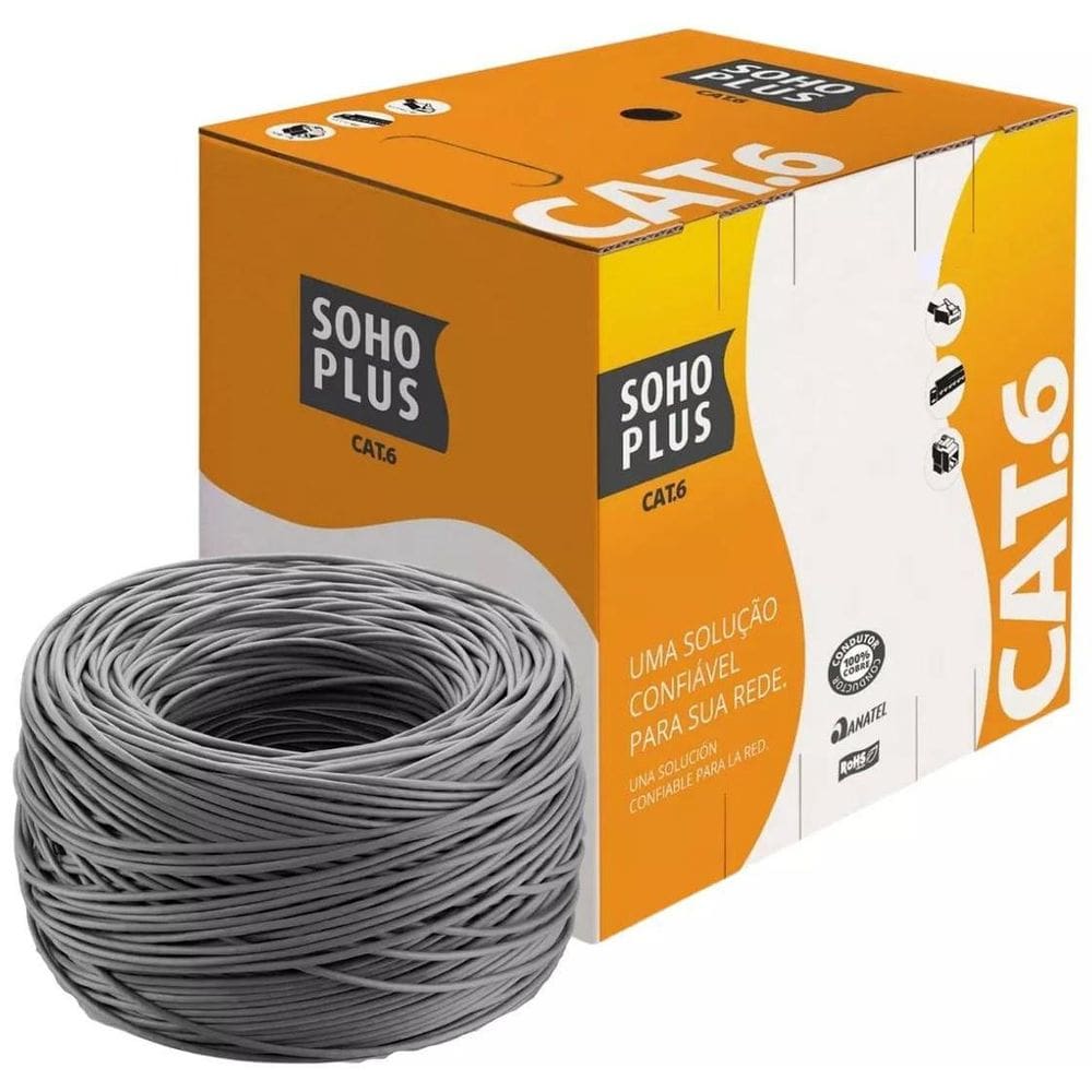 Cabo De Rede Cat6 Sohoplus Furukawa Cinza C/305Mts