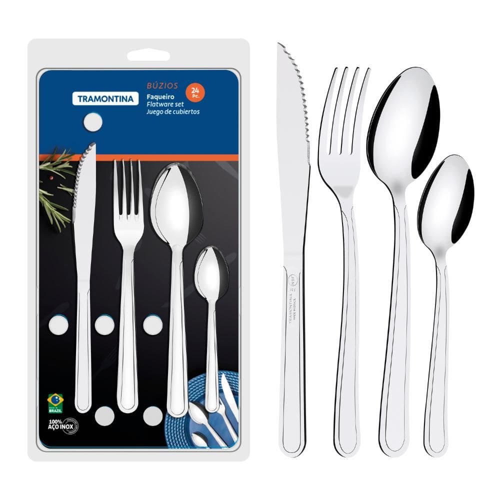 Faqueiro Tramontina Aço Inox Buzios Blister 24 Peças