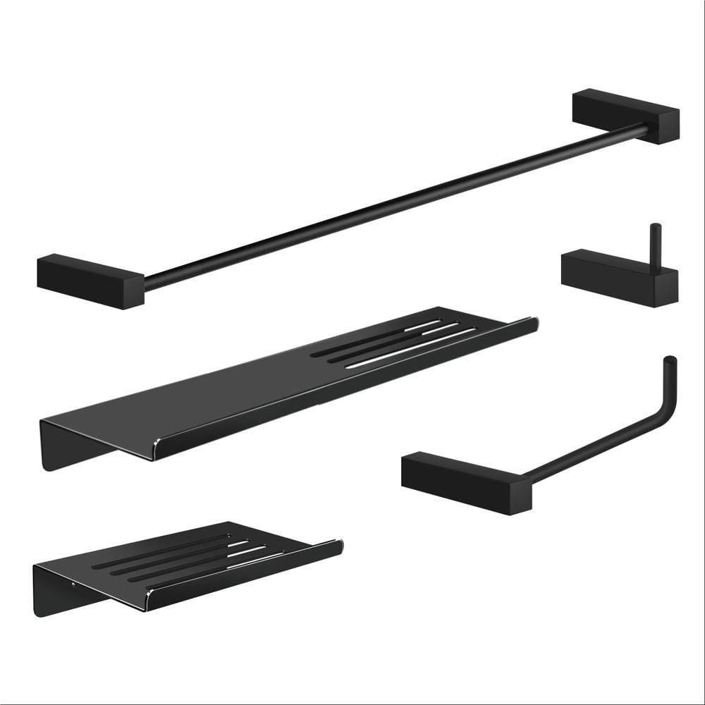 Kit Acessórios Para Banheiro Preto Fosco 5 Peças Grego Metal 2101tr