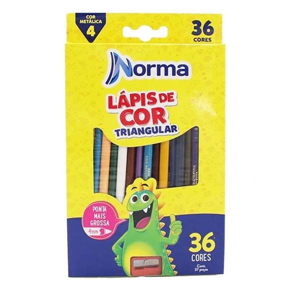 Lápis De Cor Triangular Com Apontador 36 Cores - Norma