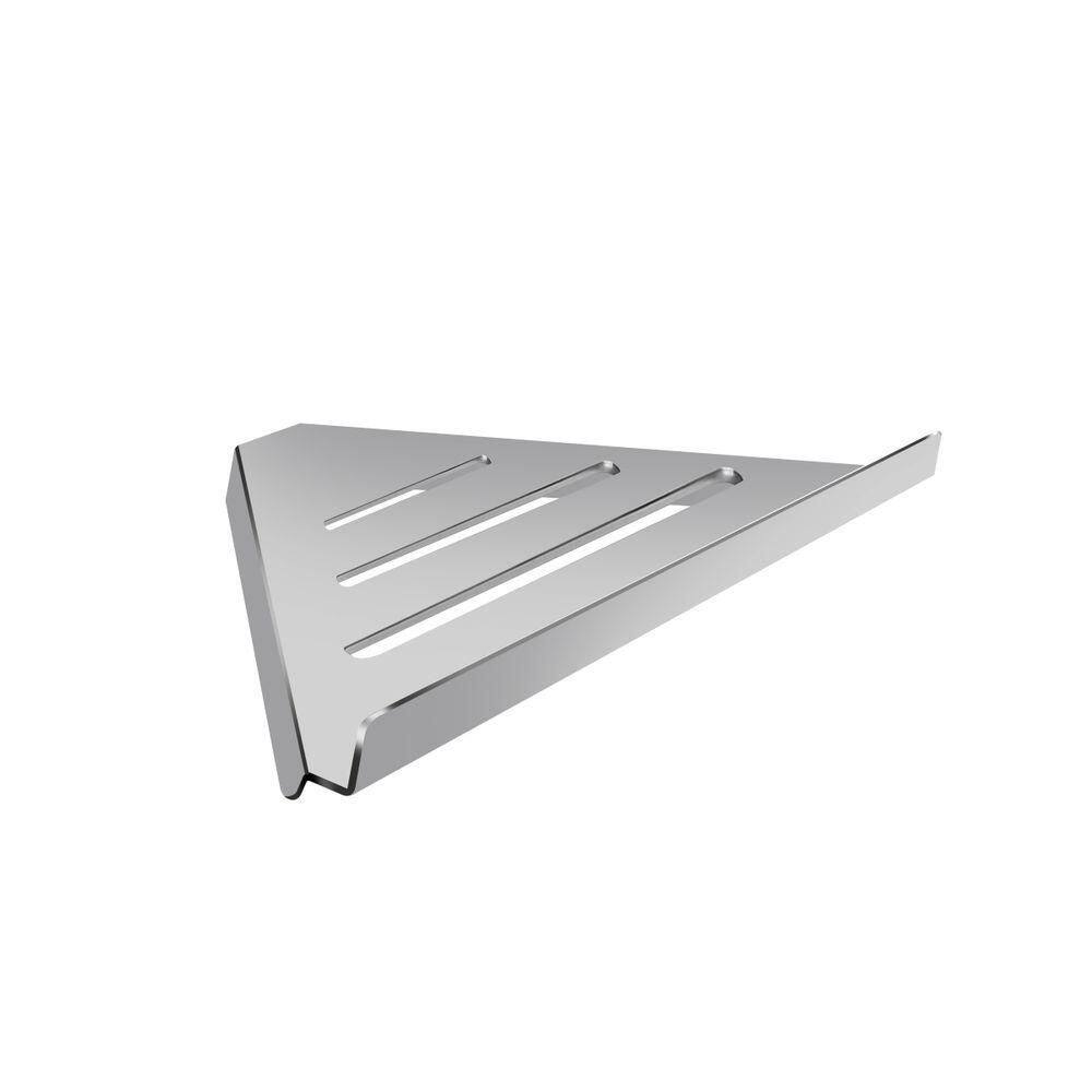 Prateleira Suporte Canto Para Banheiro Escovado Grega Aço Inox 30cm