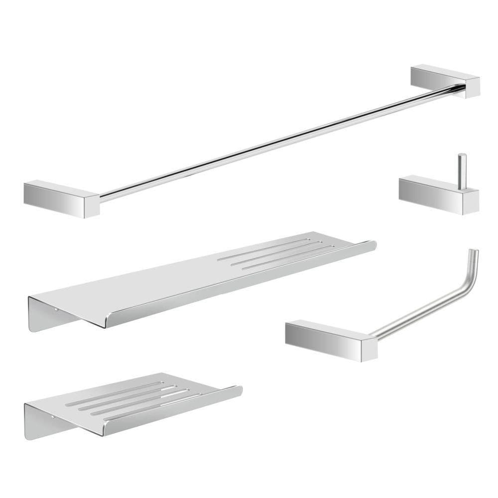 Kit Acessórios Para Banheiro Alto Brilho 5 Peças Grego Metal 2101tr