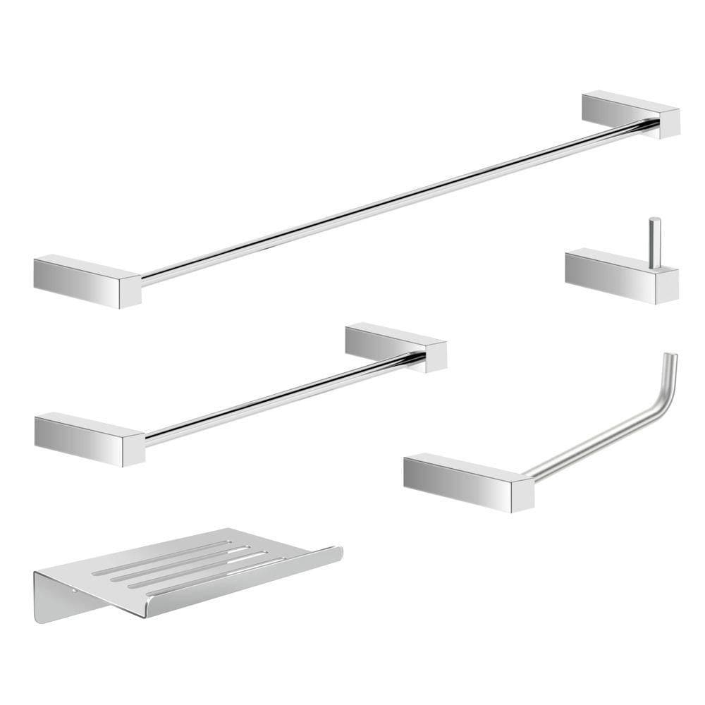 Kit Acessórios Para Banheiro Alto Brilho 5 Peças Grego Metal 2180tr