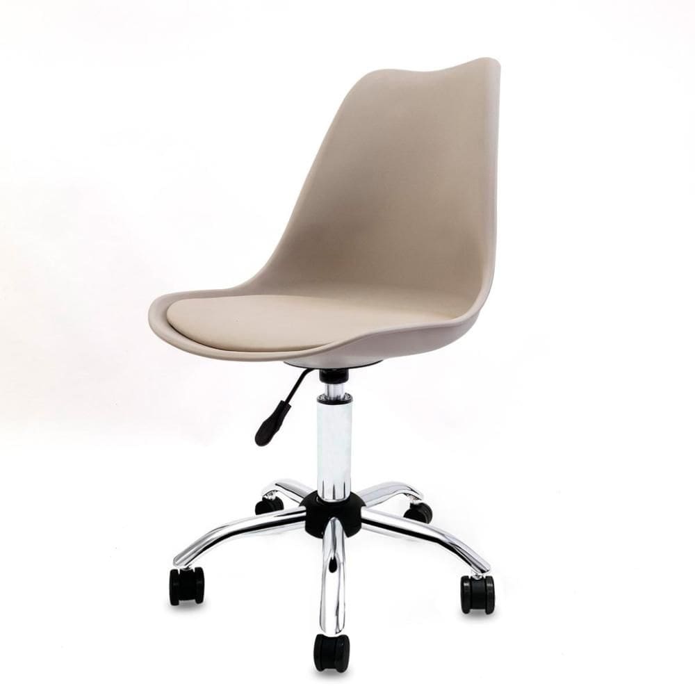 Cadeira Saarinen Office Nude  Base Em Aço Cromado