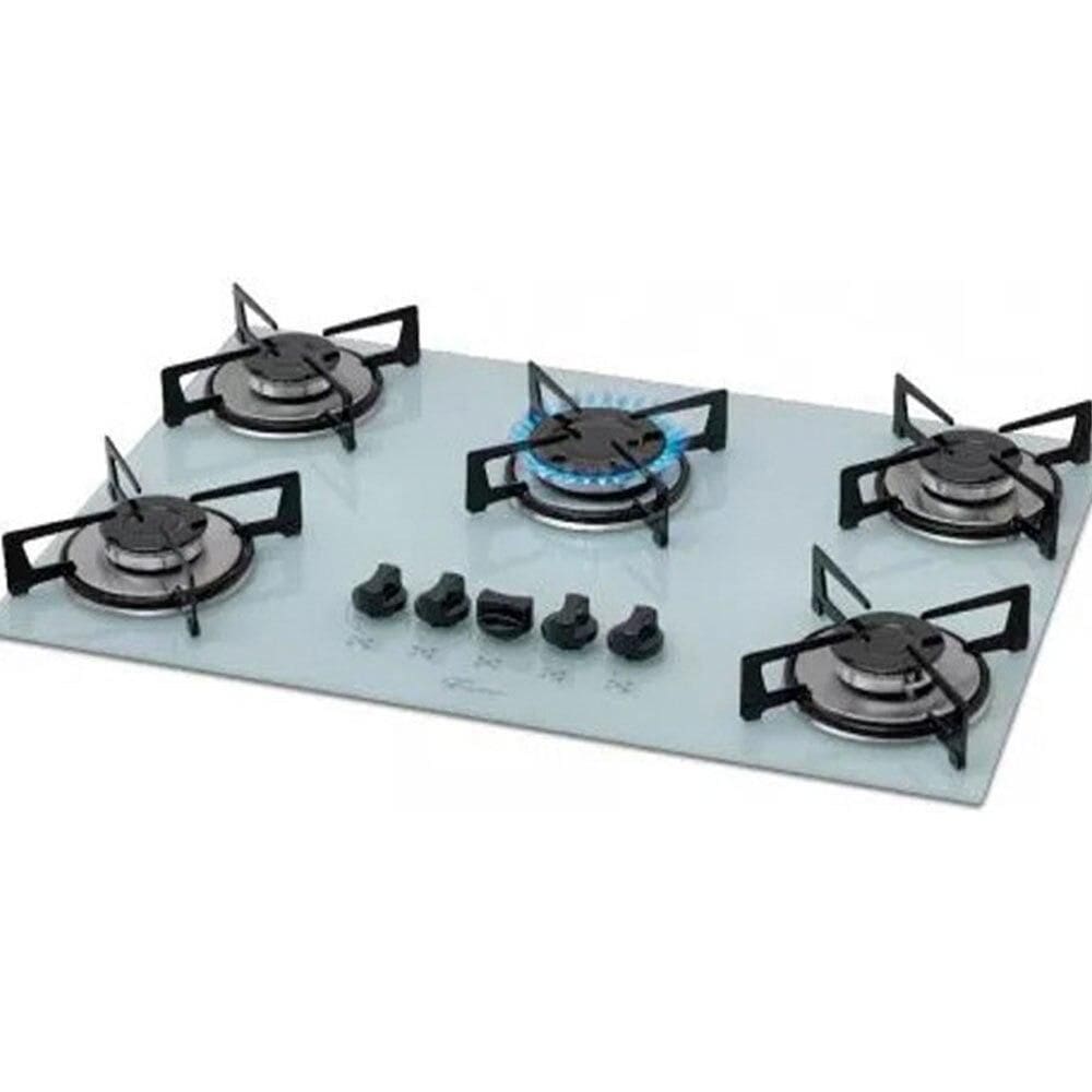 Cooktop 5 Bocas Fischer Acendimento Superautomático, Branco - Bivolt