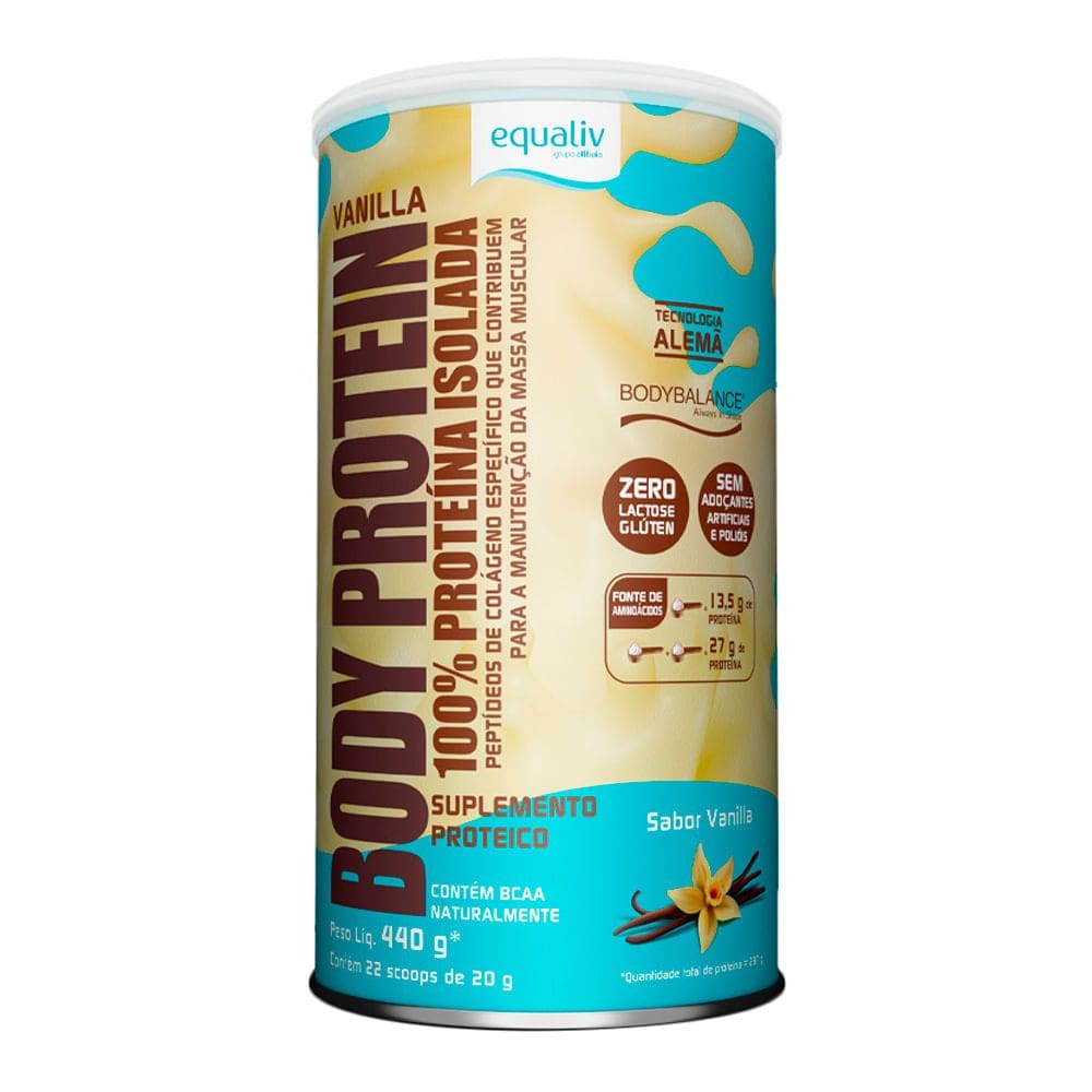 Body Protein Equaliv 100% Proteína Isolada e Hidrolisada Sabor Vanilla 440g