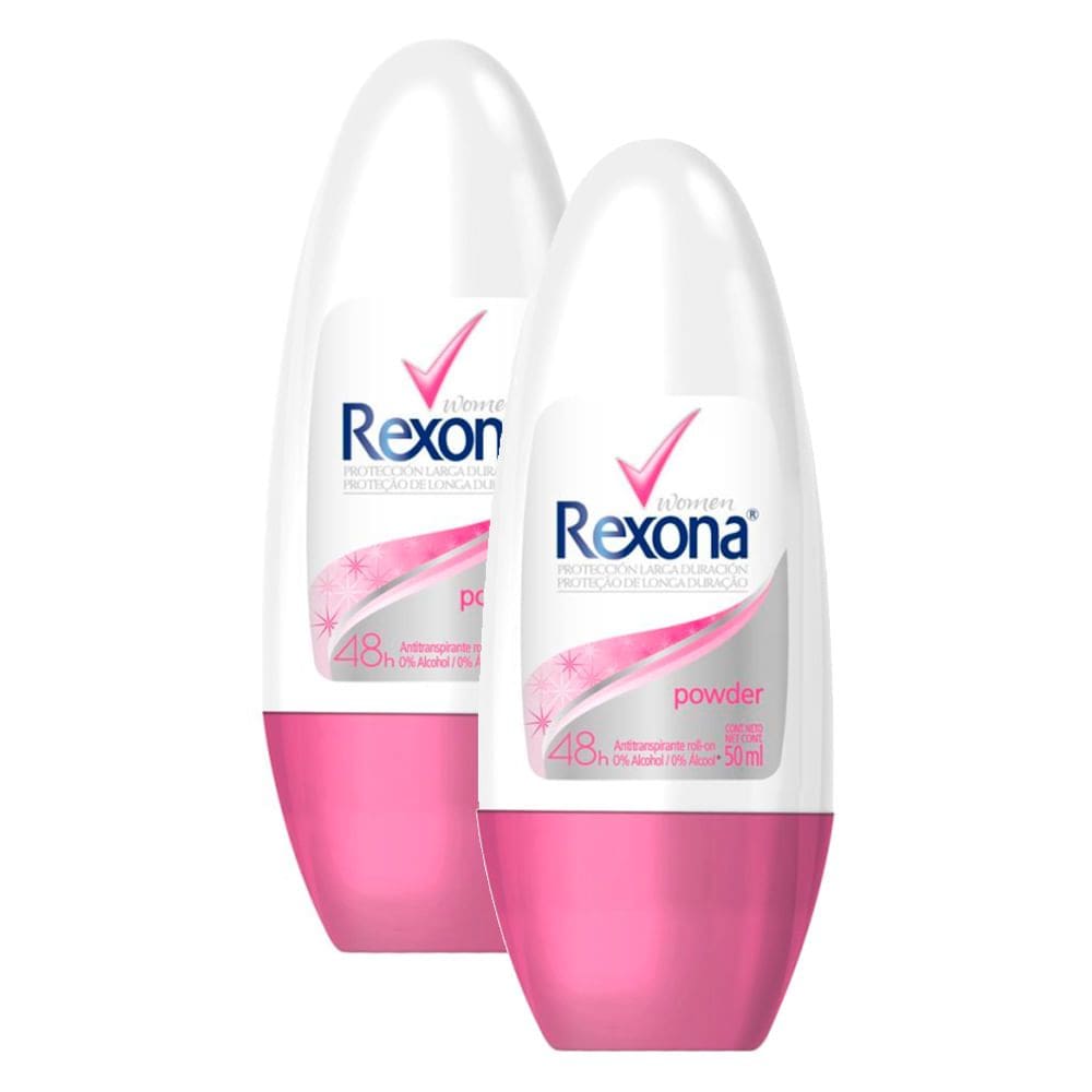 Kit 2 Desodorante Rexona Powder Women Roll-on Antitranspirante 48h 50ml