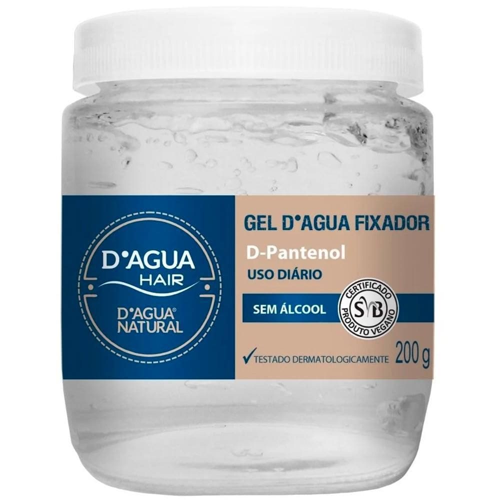 Gel Fixador Dagua Natural Hair com Provitamina B5 D-Pantenol Sem Álcool Uso Diário Testado Dermatologicamente 200g