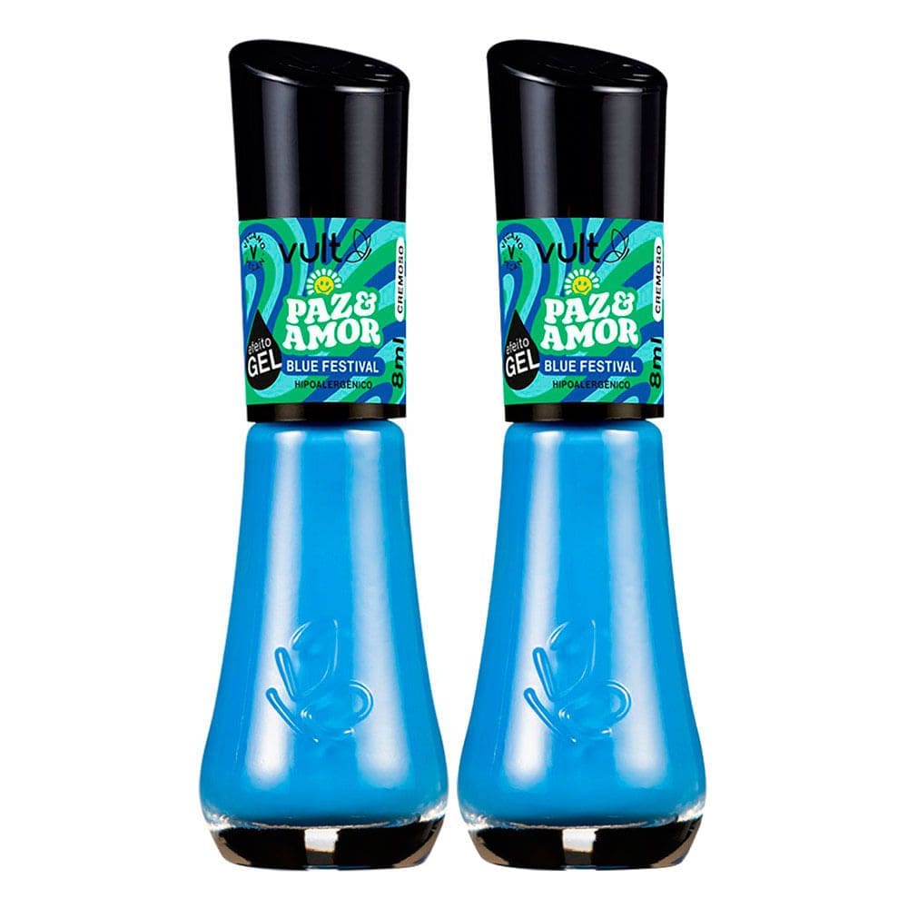 Kit 2 Esmalte Vult 5Free Paz e Amos Blue Festival 8ml