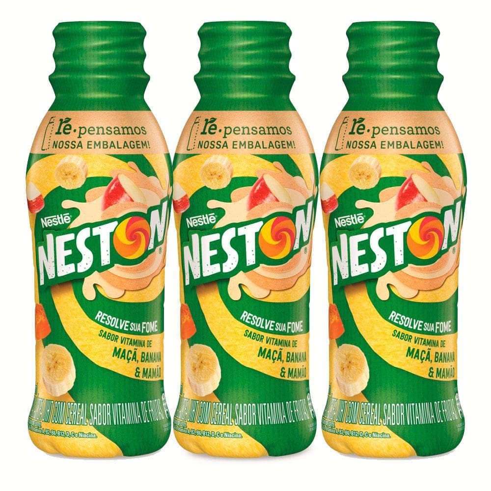 Kit 3 Bebida Láctea Nestle Neston Maçã, Banana e Mamão 280ml