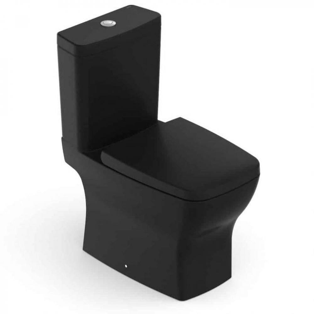 Kit Vaso Sanitário Com Caixa Acoplada Assento Termofixo E Acessórios De Instalação Boss Matte Black Celite