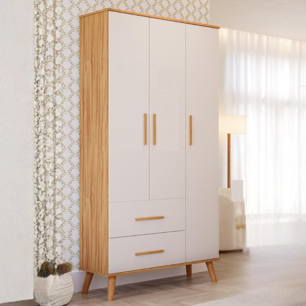Guarda Roupa Infantil 3 Portas 2 Gavetas 100% MDF Pé Palito