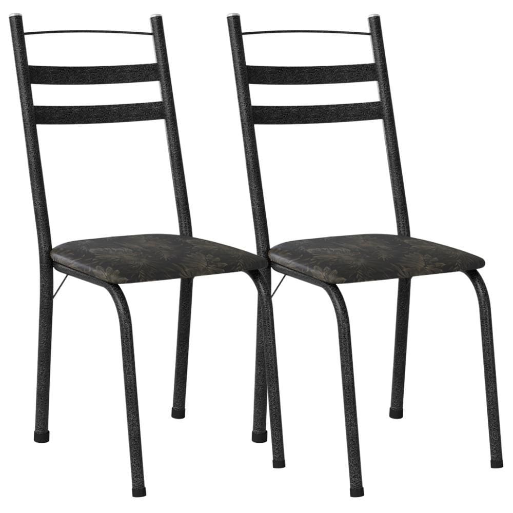 Kit 2 Cadeiras Tubular America 061 Cromo Preto ARTEF