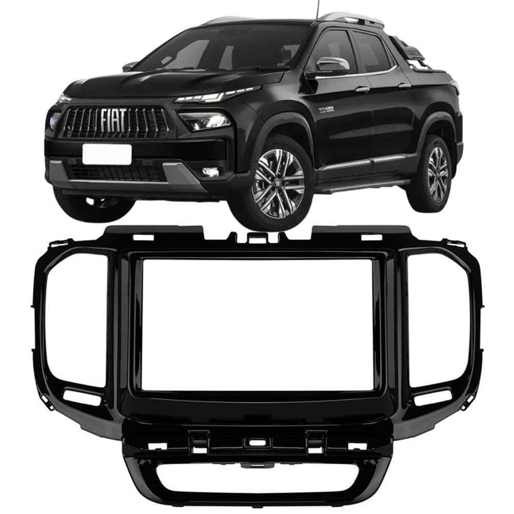 Moldura 2 Din Toro 2016 à 2021 Black Piano Painel Central Multimidia 6.2 e 7 Polegadas Som