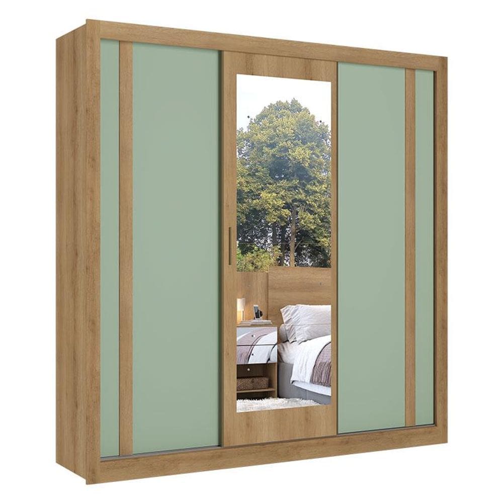 Guarda Roupa Casal Ibiza Glass 3 Portas Capuccino Menta Flex - THB