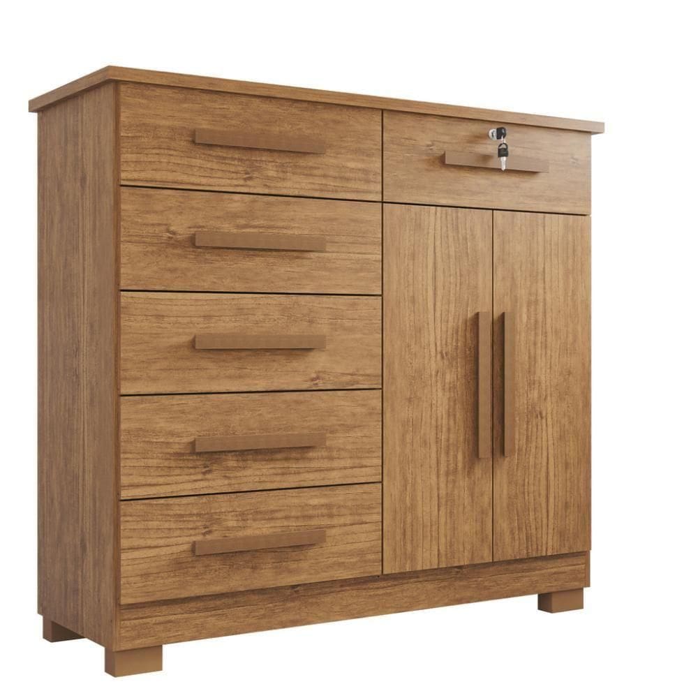 Cômoda 02 Portas 06 Gavetas E 01 Chave Itália Com Sapateira