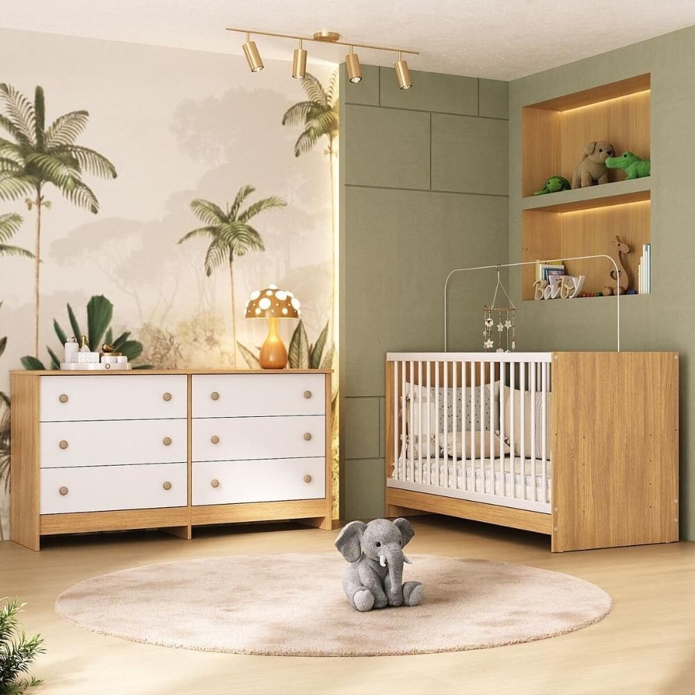 Berço 3 em 1 para Colchão 130 x 60cm com Cômoda Framboesa Multimóveis MP4679