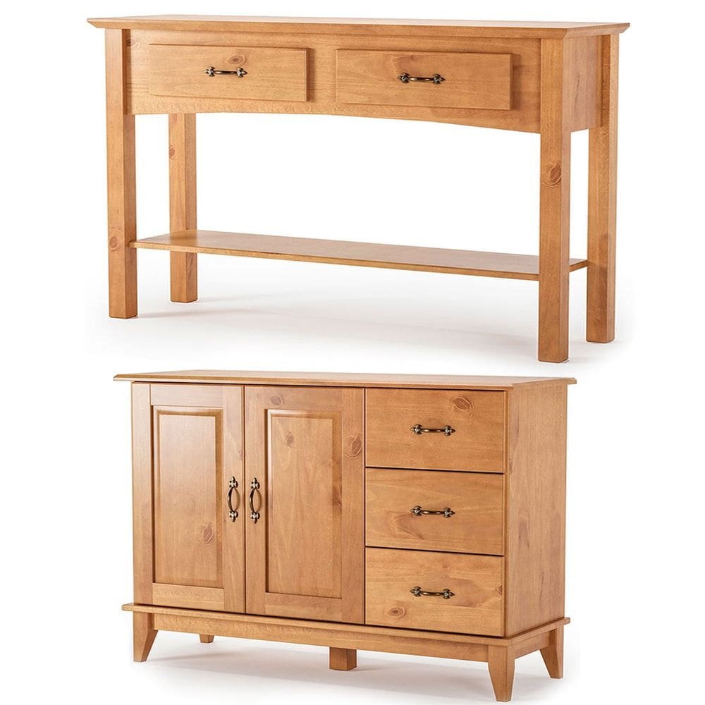 Kit Balcão Buffet 2 Portas e Aparador 100% Madeira Rústica Mirella