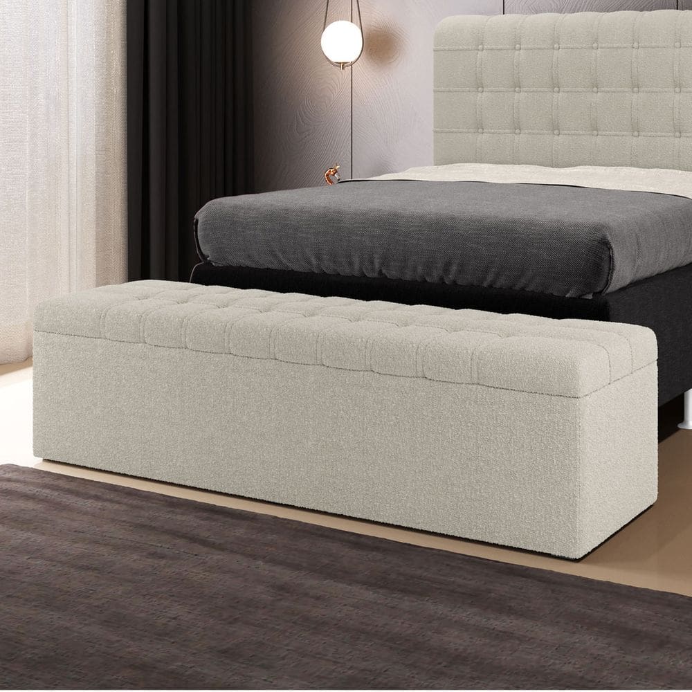 Calçadeira Baú Alpha Para Cama de Casal 140cm no Tecido Bouclê - Conforto e Elegância Aradecor