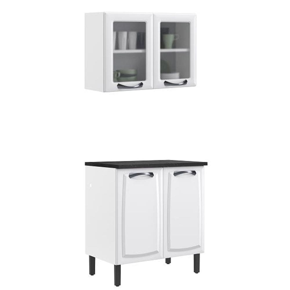 Paneleiro Itatiaia em Aço Branco 4 Portas 2 Vidros New Premium