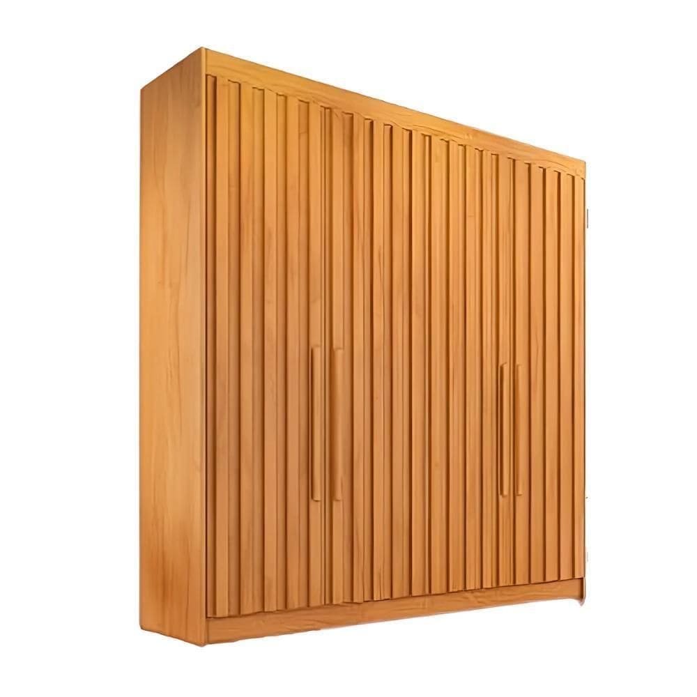 Guarda Roupa Casal 4 Portas 3 Gavetas Potente Ripado Peroba