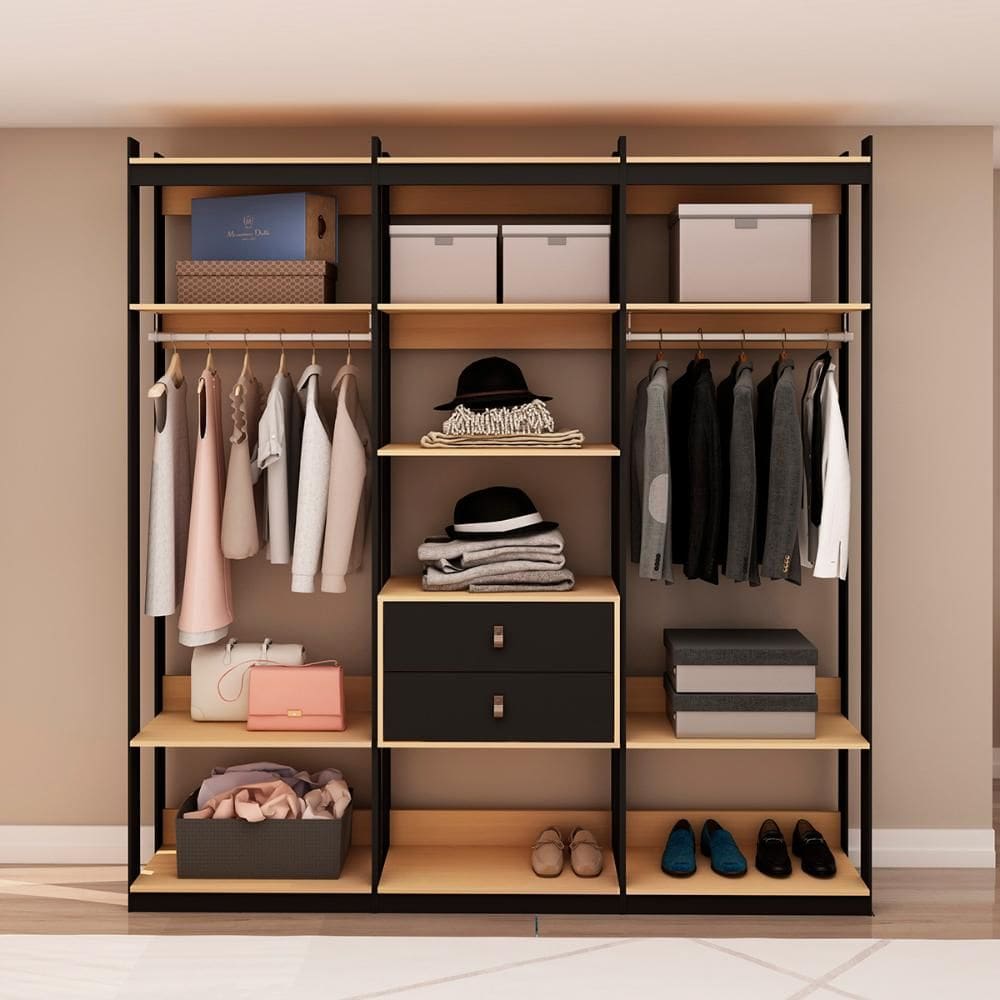 Guarda-roupas Genialflex Closet Mod 2 Cab 2 Gav Freijó Preto