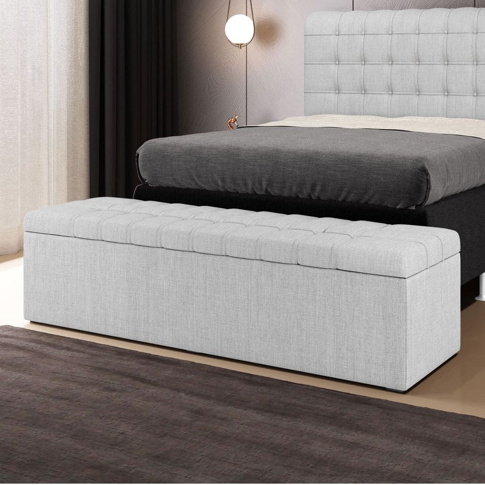 Calçadeira Baú Alpha Para Cama de Casal 160cm no Tecido Linho - Conforto e Elegância Aradecor