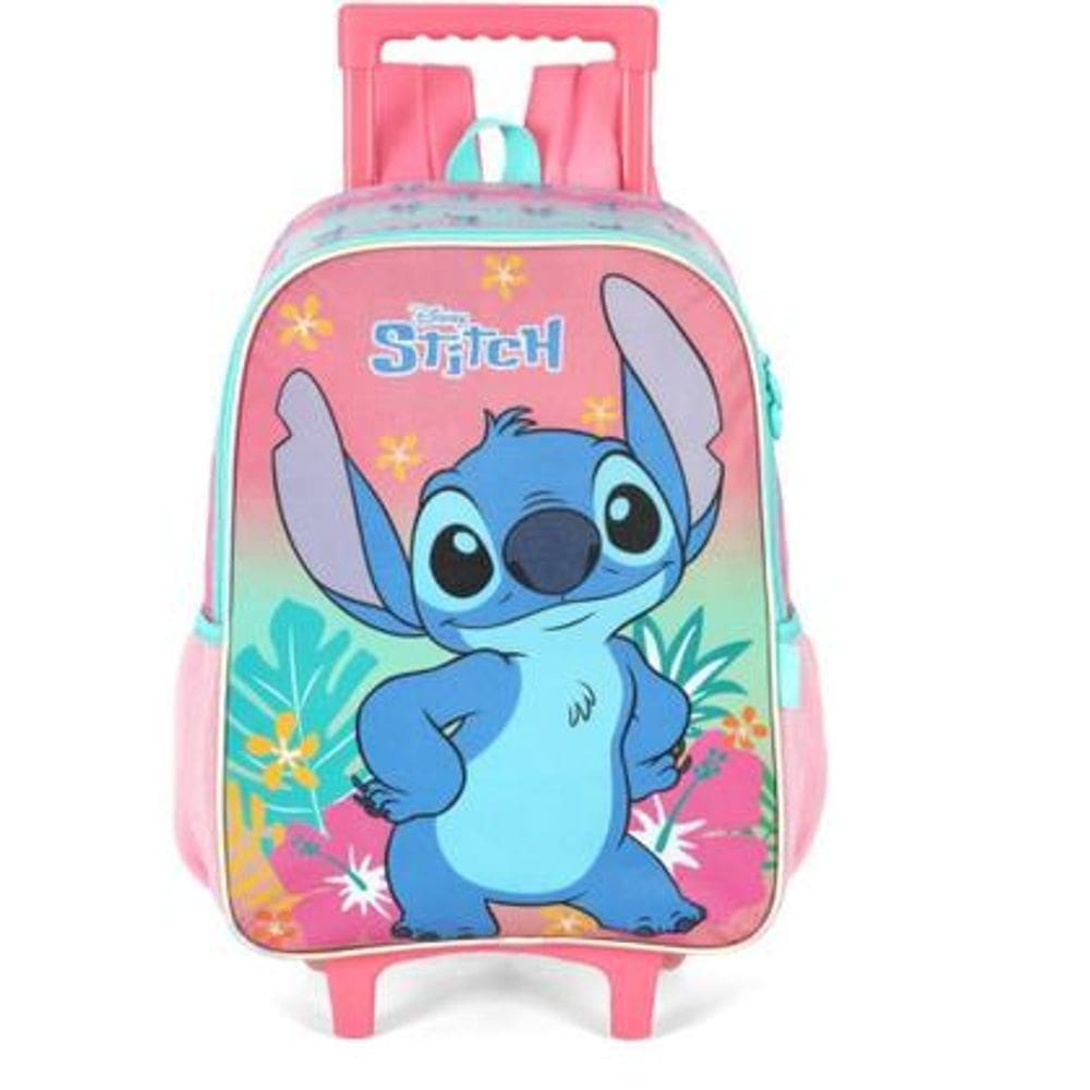 Mochila Infantil com Rodinha Stitch Rosa G - Luxcel