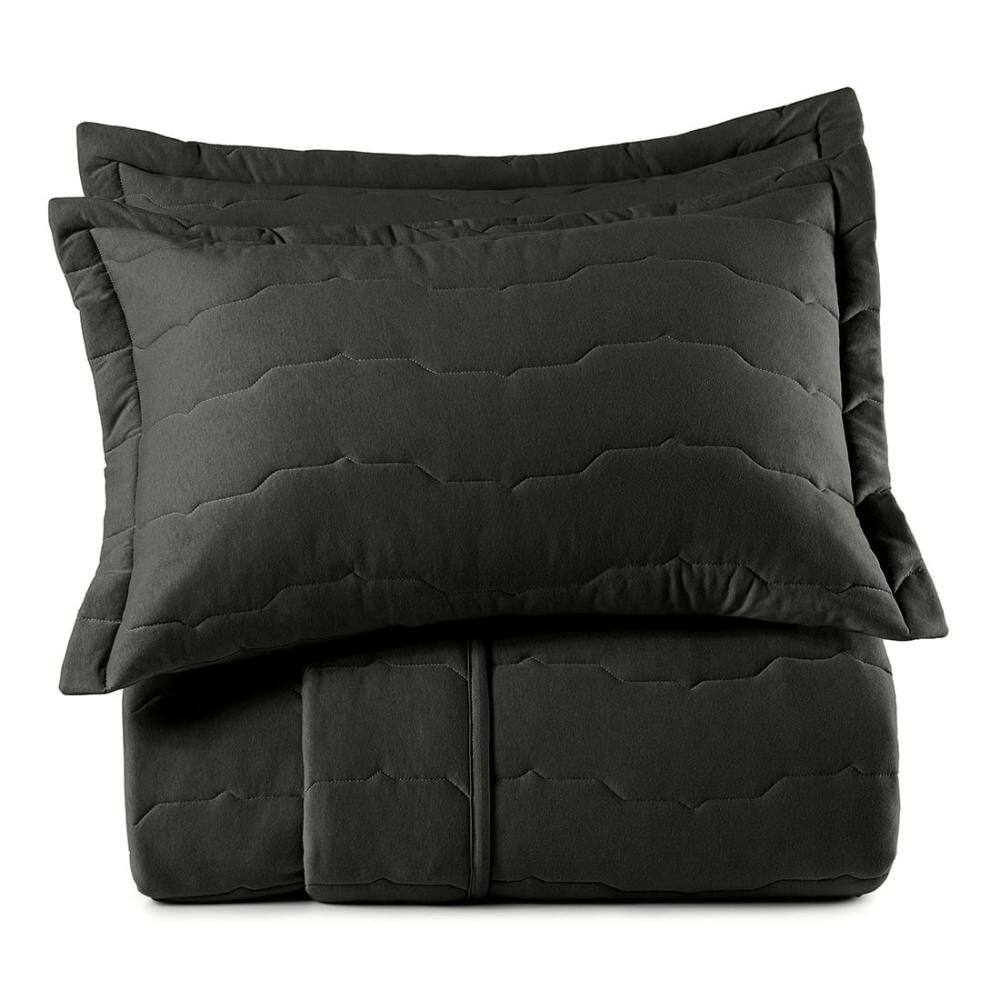 Jogo de Colcha Casal 3 Peças Altenburg Malha Fio Penteado Preto Primitivo