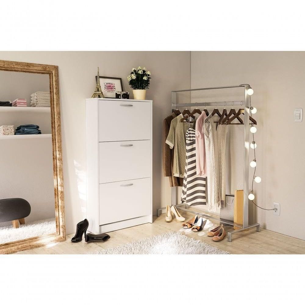 Sapateira 3 Portas Suporta Até 18 Pares Fortaleza Benfácil Branco