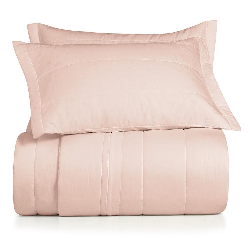 Jogo de Colcha King 3 Peças Altenburg Algodão Lux 200 Fios  Rosa Lille